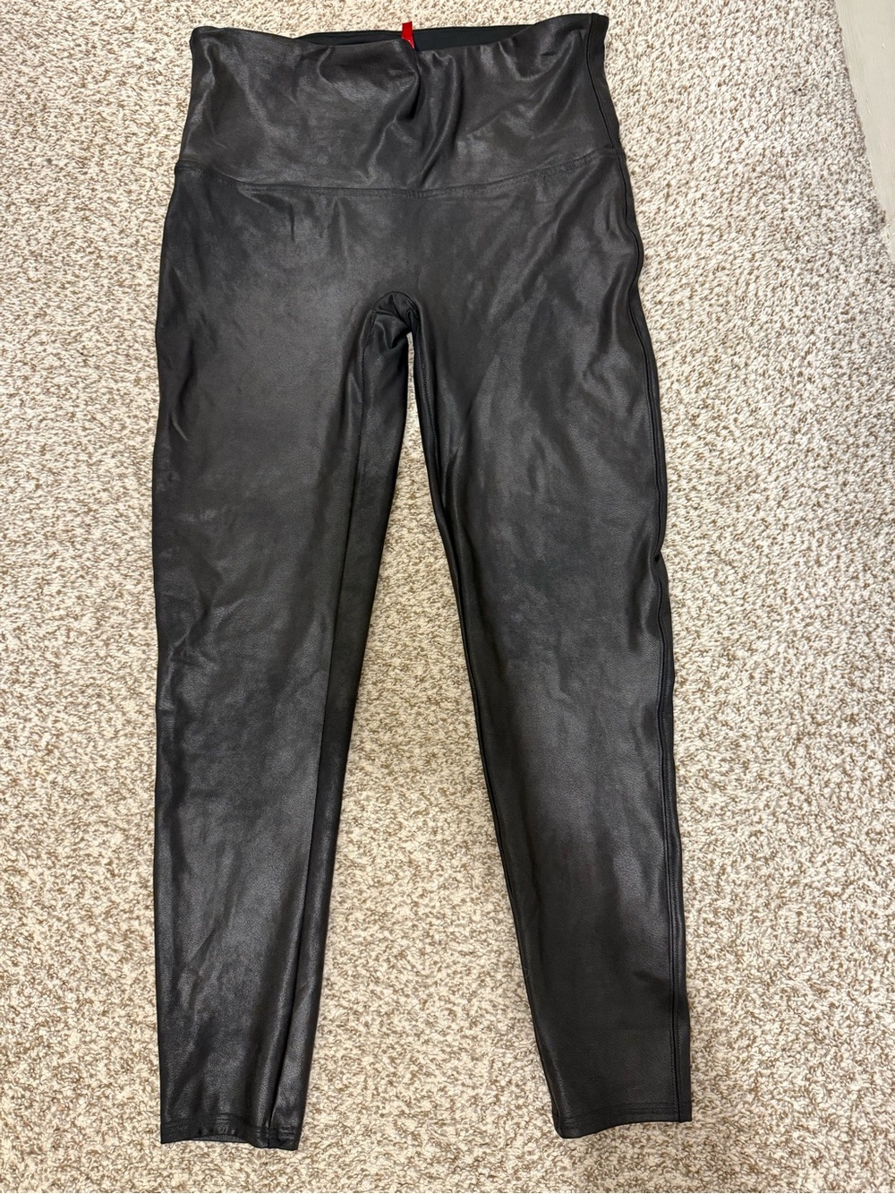 Spanx black faux leather leggings 1x petite